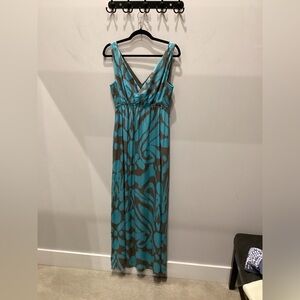 Teal and Brown Maxi Dress